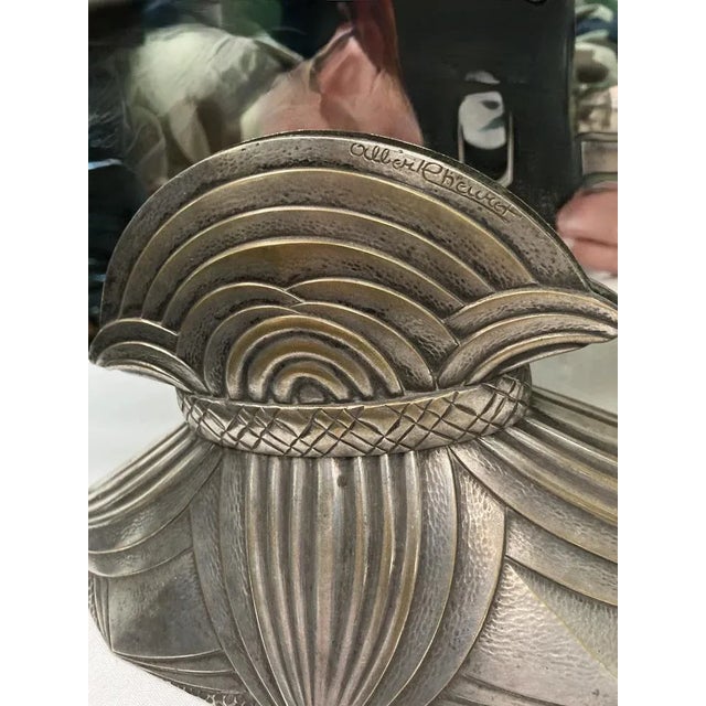 Double -sided table mirror in silver bronze signed Albert Cheuret. This piece has an attribution mark, I am sure that it...