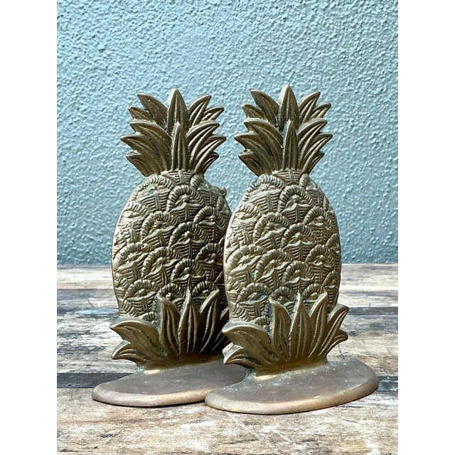 Brass Vintage Brass Pineapple Bookends. - Set of 2 For Sale - Image 8 of 12