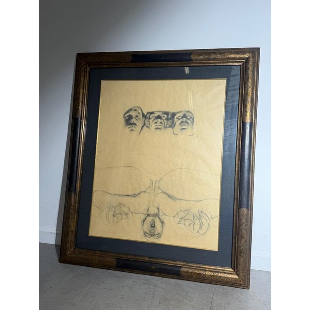René Knapen, Nude, Figurative Composition, Graphite Drawing, Framed For Sale - Image 12 of 12