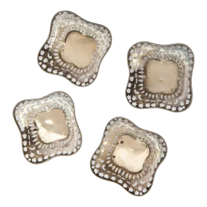 Early 20th Century Tiny Sterling Silver Square Trays- Set of 3