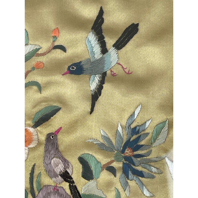 Pair of Mid 20th Century Framed Chinese Silk Embroidered Panels For Sale In Jacksonville, FL - Image 6 of 8