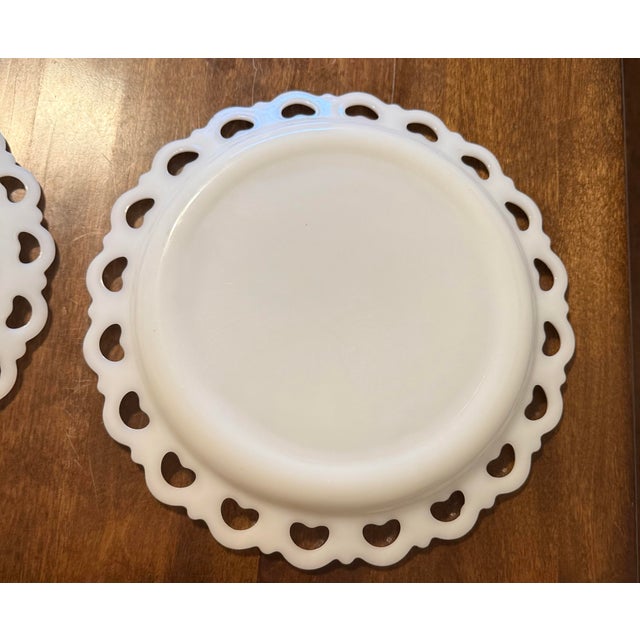 Glass Mid 20th Century Anchor Hocking Milk Glass Lace Edge Serving Set For Sale - Image 7 of 12