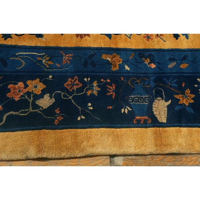 Vibrant Yellow Background Color With Lovely Floral Design Chinese Art Deco Rug For Sale In New York - Image 6 of 6