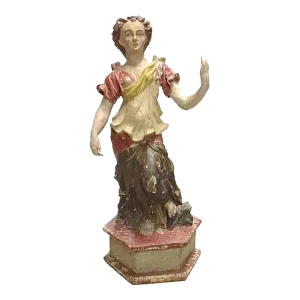 Antique Carved & Painted Female Sculpture