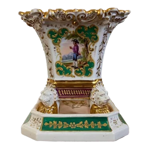 Antique 19th Century Jacob Petit Paris Porcelain Cachepot Jardiniere and Stand