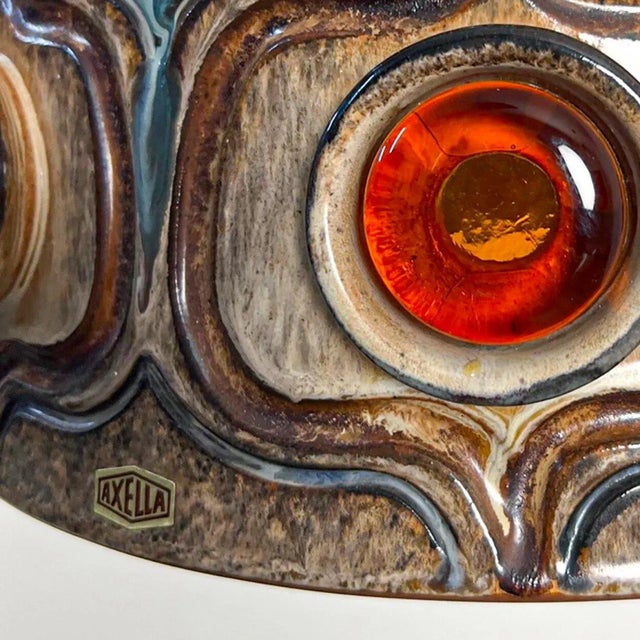 Brown and Blue Ceramic Pendant Light, Denmark, 1970s For Sale - Image 10 of 16