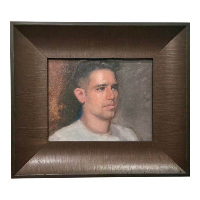 Modern Portrait of a Man on a Board For Sale