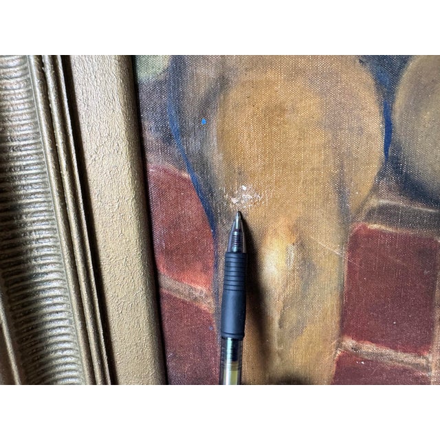 1960s Vintage Nude Woman Sitting – Oil on Canvas Painting, Framed For Sale - Image 10 of 11
