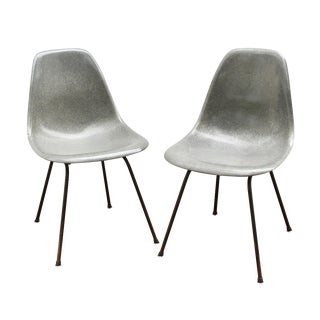 Gray Eames Fiberglass Shell Chairs - A Pair For Sale