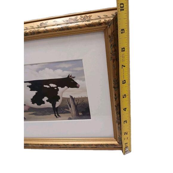 Charles Wysocki Cow Vintage Reproduction Framed Art Print Americana Farm Cottagecore For Sale - Image 4 of 8