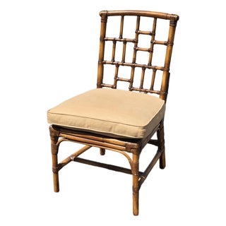 Vintage Baker Furniture Chippendale Bamboo Side Chair W Leather Straps For Sale