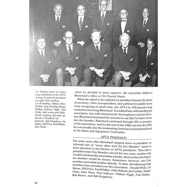 "Fox Meadow Tennis Club 1883-1983: The First Hundred Years" 1983 Reische, Diana For Sale - Image 4 of 7