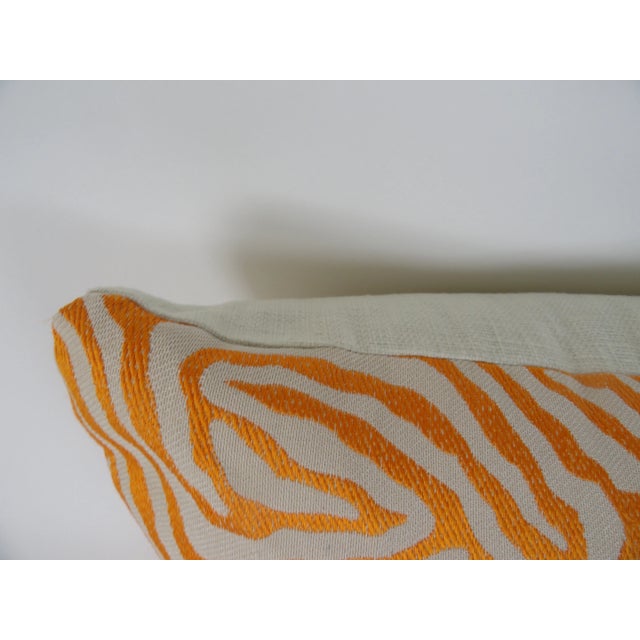 1990s Contemporary Orange Zebra Print Pillows - a Pair For Sale - Image 4 of 7