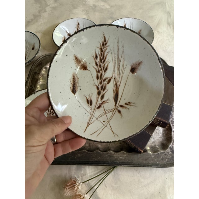 1970s Set of Five (5) Midwinter Stonehenge Wild Oats Bowls, Made in England, Wedgwood Group Stoneware For Sale In Chicago - Image 6 of 12