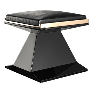 "Amendola" Chair & Ottoman With Stainless Steel and Bronze Details For Sale
