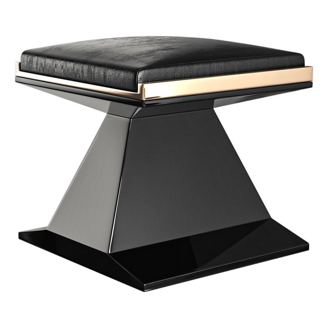 "Amendola" Chair & Ottoman With Stainless Steel and Bronze Details For Sale