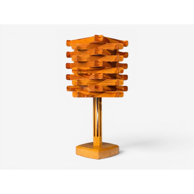 Swedish Modern, Large Table Lamp, Lacquered Pine, Sweden, 1970s For Sale - Image 4 of 14