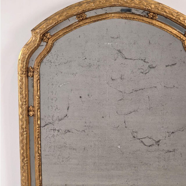 Early 19th Century Italian Arched Paneled Giltwood Mirror, Circa 1820 For Sale - Image 5 of 5