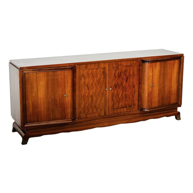 Art Deco French Walnut Sideboard by Jules Leleu, 1930s For Sale