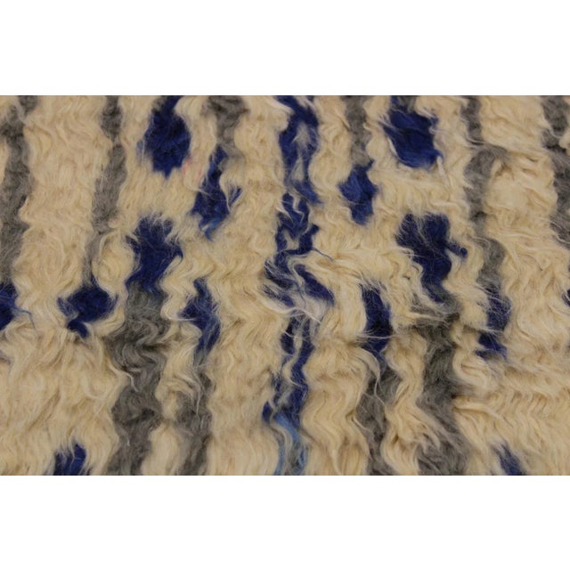 1990s Shabby Chic Moroccan Blue Wool Rug - 8′10″ × 12′1″ For Sale - Image 4 of 8