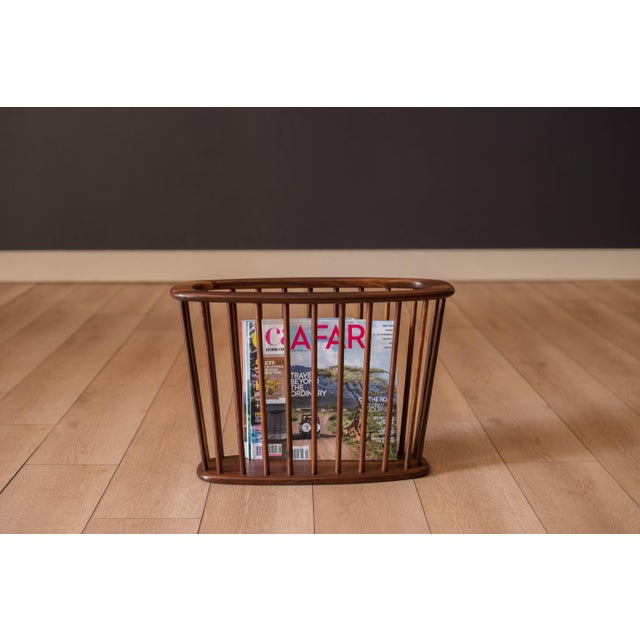 Mid-Century Modern Mid Century Modern Solid Walnut Spindle Magazine Rack Stand by Arthur Umanoff For Sale - Image 3 of 8