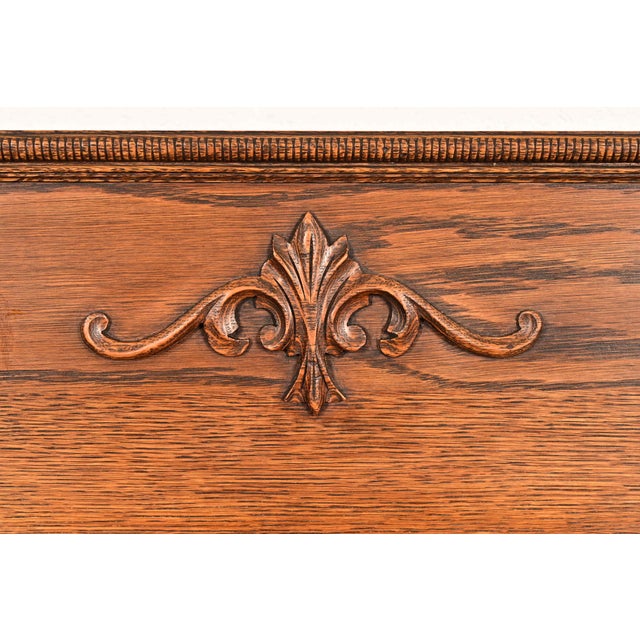 Antique Victorian Two-Door Carved Oak Bookcase Cabinet, Circa 1900 For Sale In South Bend - Image 6 of 13
