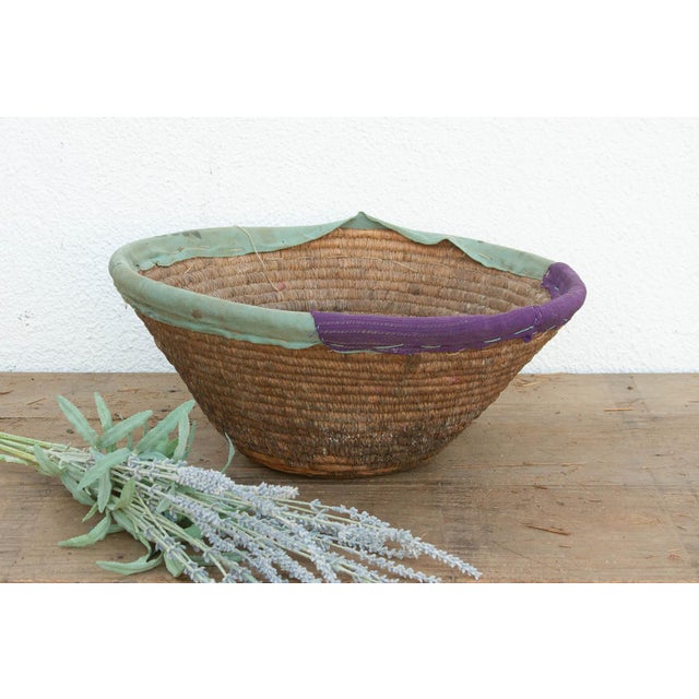 Vintage Nomodic Harvest Bowl W/Colorful Textile Rim For Sale In Los Angeles - Image 6 of 6