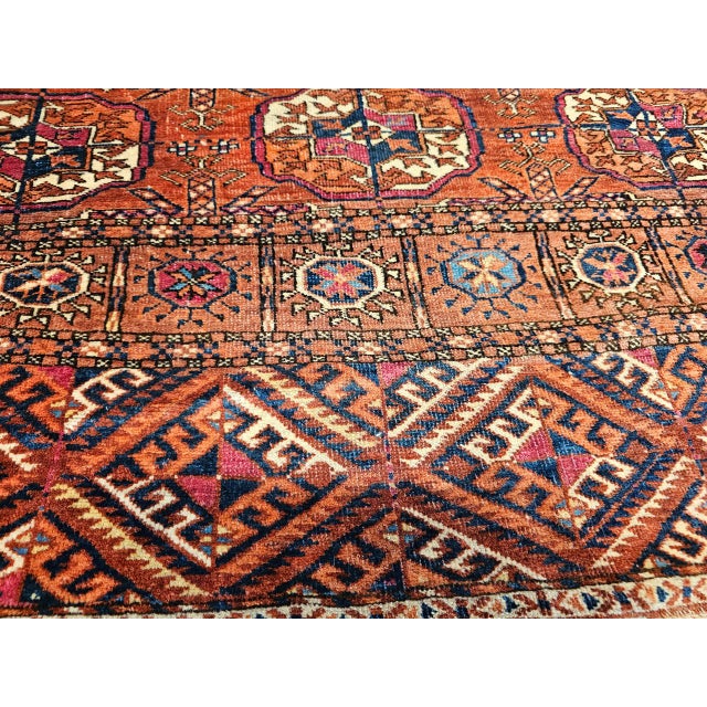 Vintage Turkmen Tekke in Allover Pattern in Red, Navy, Ivory, Yellow, Blue For Sale - Image 18 of 18