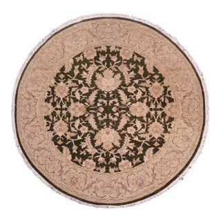 Classic Ziegler Jolie Dark.green/Tan Wool Round Rug - 8'10'' X 9'2'' For Sale