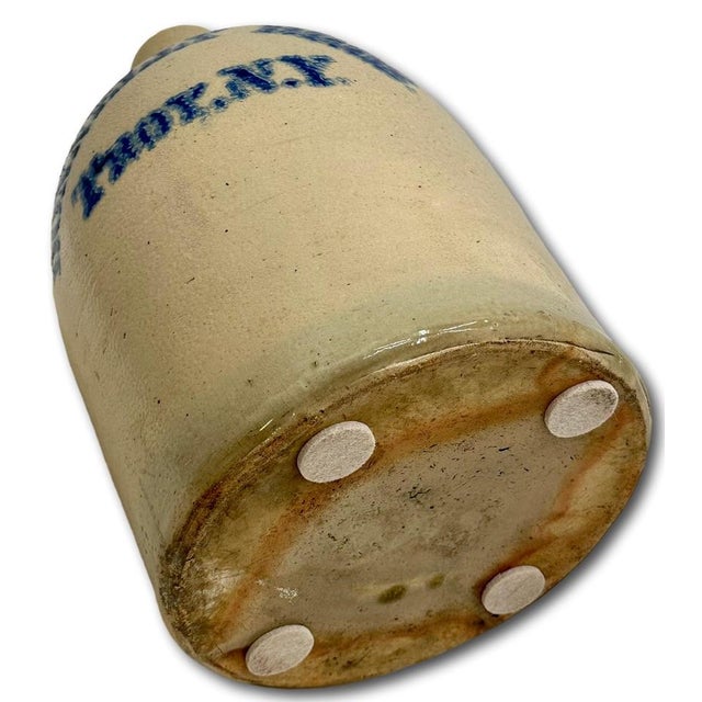 Antique American Blue Decorated 2 Gallon Stoneware Advertising Jug by West Troy Pottery Co. New York Circa 1880s For Sale - Image 14 of 18