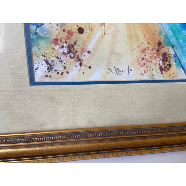 Paint Vintage City and Seaside Watercolor Framed Original Signed Painting For Sale - Image 7 of 9