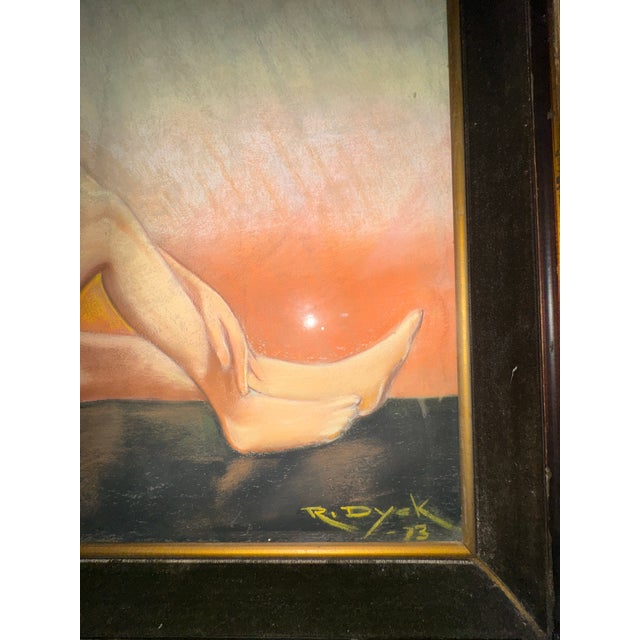 1970s Figurative Male Nude Pastel Drawing From Collection of Seymour Stein For Sale - Image 4 of 8