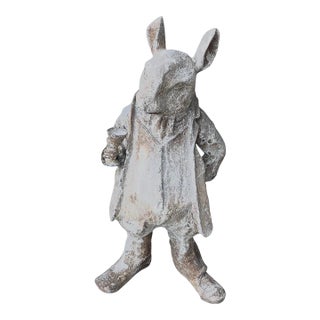 Vintage Cast Iron Anthropomorphic Gentleman Dandy Mouse Garden Statue For Sale