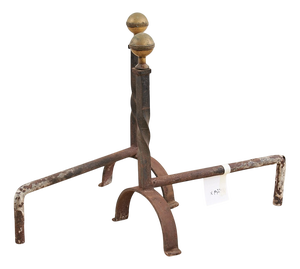 Antique Wrought Iron Andirons, Set of 2