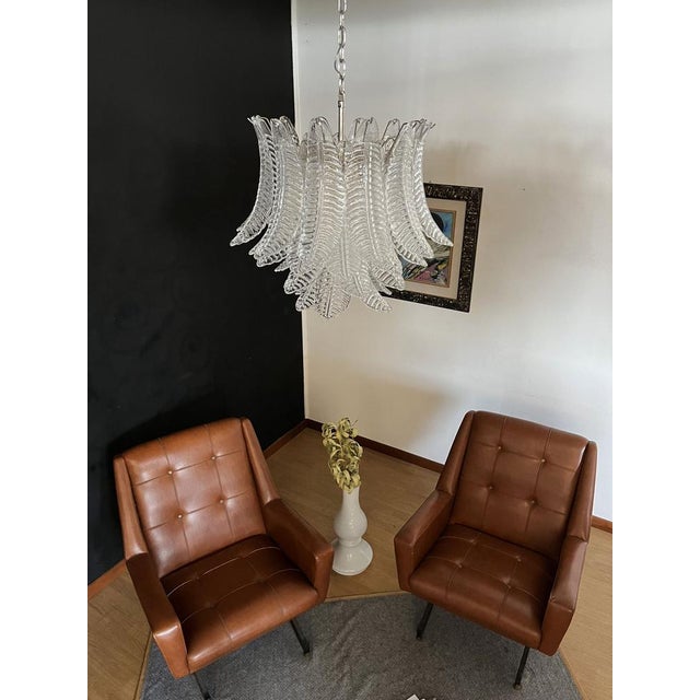 Italian Murano Trasparent Felci Glass Chandelier, 1990 For Sale - Image 9 of 18