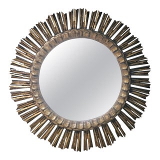 Vintage Spanish Giltwood Sunburst Mirror, 1940s-1960s For Sale