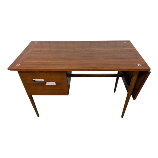 Mid-Century Modern American of Martinsville Accord Walnut Drop-Leaf Desk For Sale