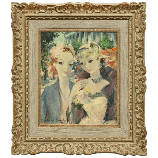 Mid 20th Century Jeanette Deseglise, Parisian Beauties on the Boulevard, Post Impressionist French Painting For Sale - Image 5 of 5
