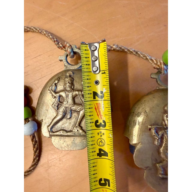 Mid-20th Century Indian Brass Hindu Deity Hanging Bells - Pair For Sale In Seattle - Image 6 of 10