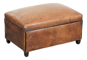Sheepskin Ottoman with Black Piping