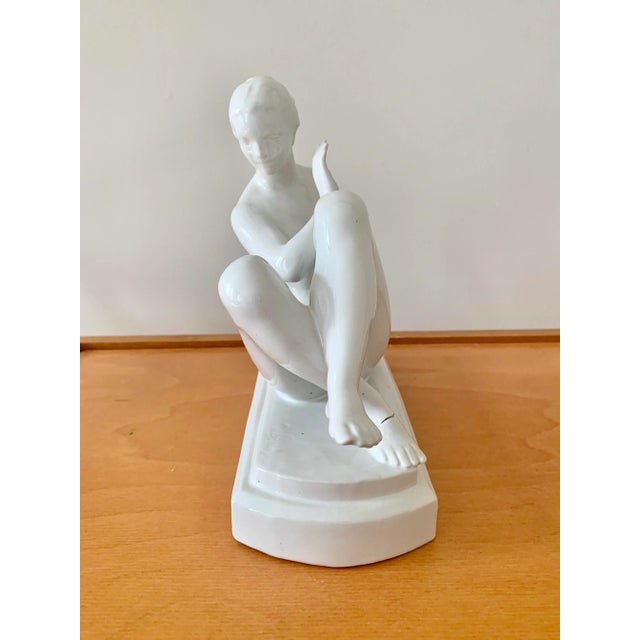 Figurative Mid Century European White Ceramic Woman’s Nude Figure - Signed For Sale - Image 3 of 7