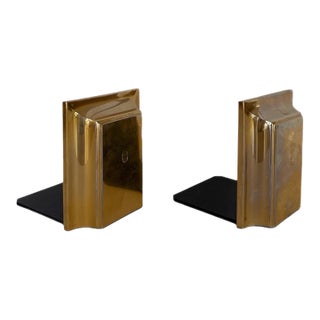 1970s Spain El Casco 23k Gold-Plated Sculptural Bookends - A Pair For Sale