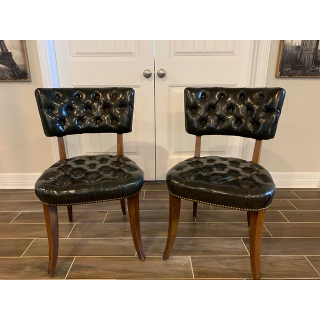 Mid-Century Modern Black Tufted Chairs - a Pair For Sale - Image 12 of 12