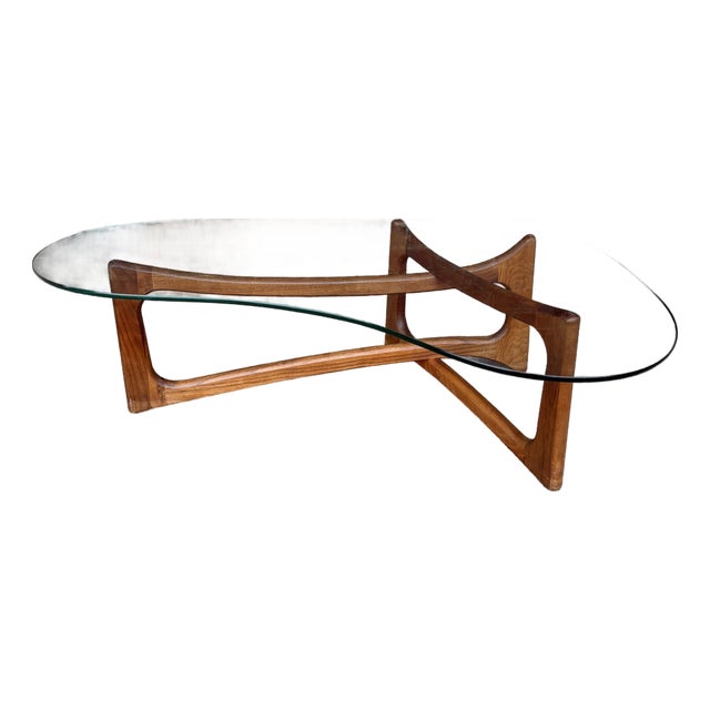 Adrian Pearsall for Craft Associates Curved Coffee Table Glass and Walnut For Sale