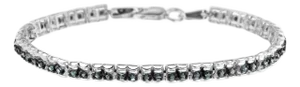 Black Rhodium over .925 Sterling Silver 1.0 Cttw Rose Cut Diamond Double-Link 7" Tennis Bracelet (Blue Color, I1-I2 Clarity)