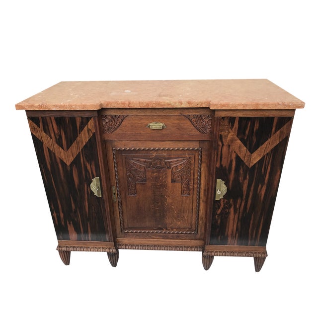 Art Deco Buffet-Chest of Drawers with a Marble Top, 1920s For Sale