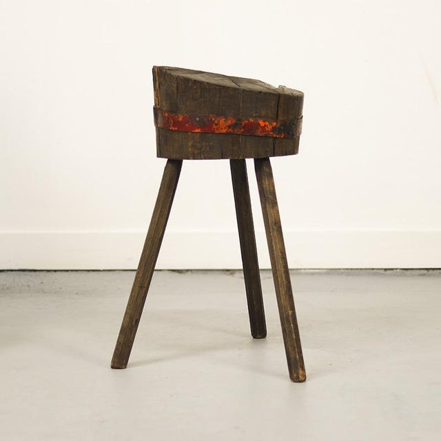 Primitive Wabi Sabi Rustic Farmhouse Chopping Block / Side Table For Sale - Image 8 of 9