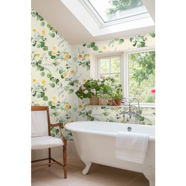 Chirp Society Floral Grasscloth Wallpaper by House Party | Secret Garden Green | 6 Yards For Sale In Charlotte - Image 6 of 9