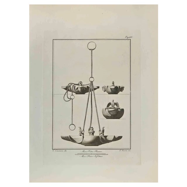 Giovanni Guerra, Eagle Oil Lamp, Etching, 18th Century For Sale