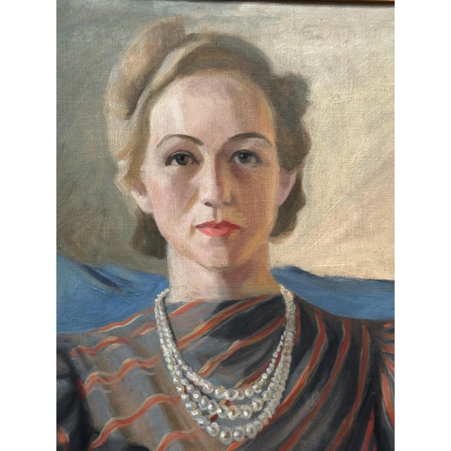 Lenné, Portrait of Lady, 1939, Oil Painting on Canvas, Framed For Sale - Image 7 of 14